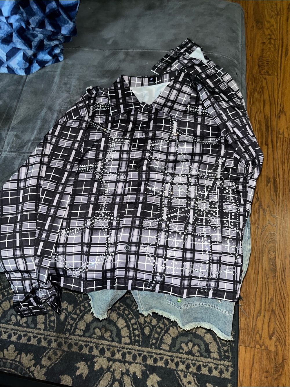 Black & White Plaid Men's Shirt Jacket